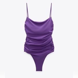 ZARA purple draped swimsuit